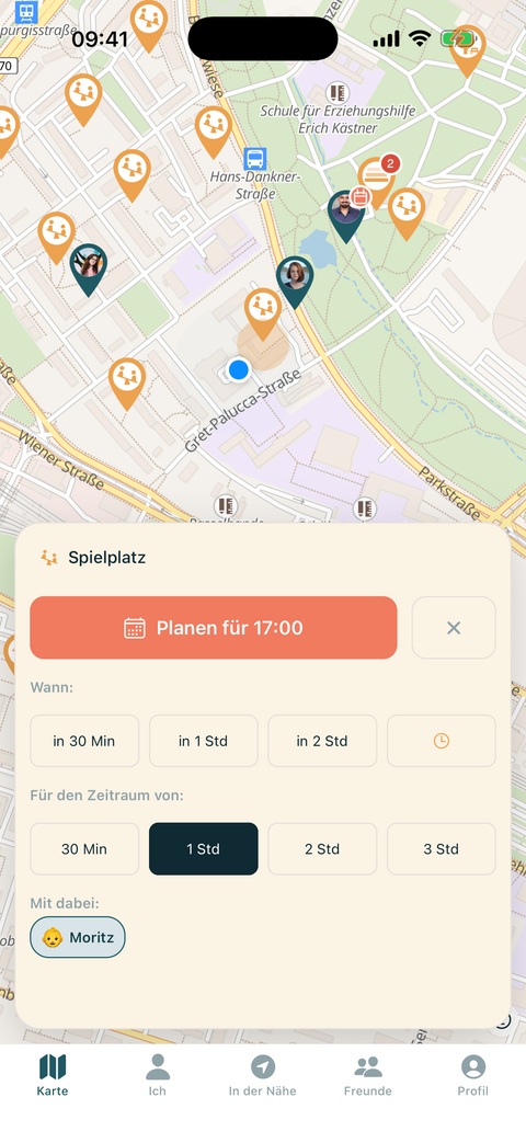 Treffen mit Datum und Uhrzeit planen